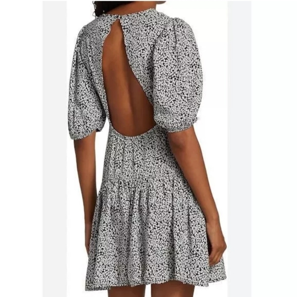💙 Free People 'Dancing In The Dark' Floral Dress Size S Open Back 100% Viscose